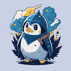 cute penguin design for t shirt design, banner, poster, sticker
