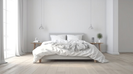 white, minimalistic, Scandinavian, bedroom, interior design, clean, simplicity, elegance, functionality, modern, Nordic, serene, spacious, organized, minimalist aesthetic, Scandinavian style, sleek, m