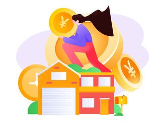 Home loan flat vector concept operation illustration
