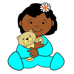 African American baby with teddy bear