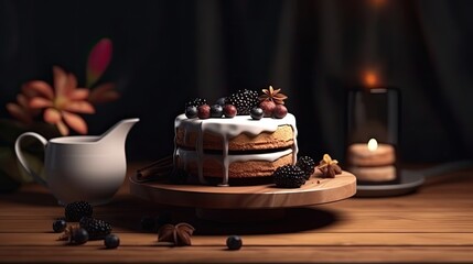 beautiful yummy creamy cake on a table 