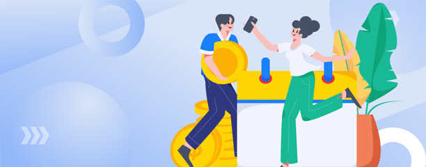 Sign in people flat vector concept operation hand drawn illustration
