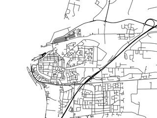 Vector road map of the city of  Harlingen in the Netherlands on a white background.