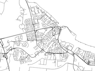 Vector road map of the city of  Delfzijl in the Netherlands on a white background.