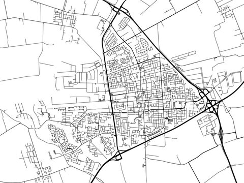 Vector road map of the city of  Drachten in the Netherlands on a white background.