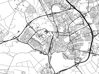 Vector road map of the city of  Den Bosch in the Netherlands on a white background.