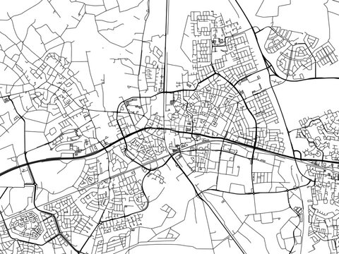 Vector road map of the city of  Helmond in the Netherlands on a white background.