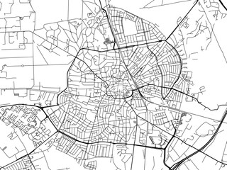 Vector road map of the city of  Hilversum in the Netherlands on a white background.