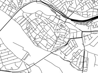 Vector road map of the city of  Deventer Centrum in the Netherlands on a white background.