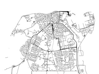 Vector road map of the city of  Den Helder in the Netherlands on a white background.