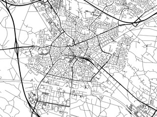 Vector road map of the city of  Hengelo in the Netherlands on a white background.