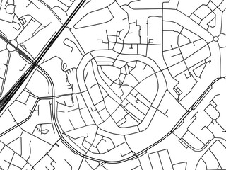 Vector road map of the city of  Amersfoort Centrum in the Netherlands on a white background.
