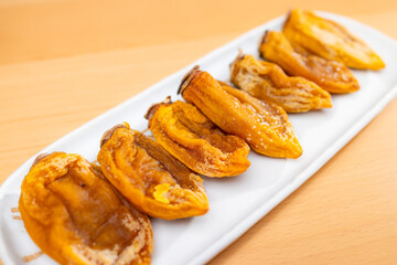 Dried persimmon on the plate
