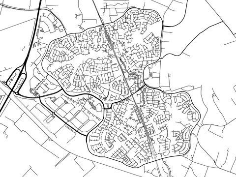 Vector road map of the city of  Houten in the Netherlands on a white background.