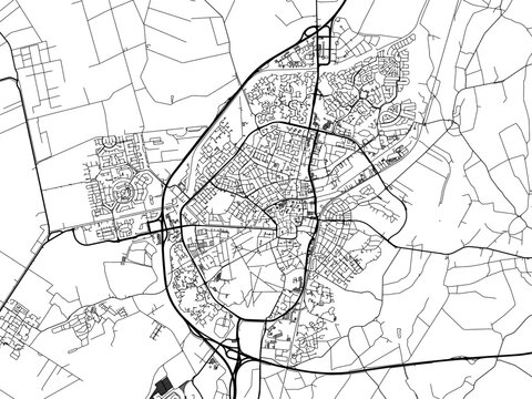 Vector road map of the city of  Assen in the Netherlands on a white background.