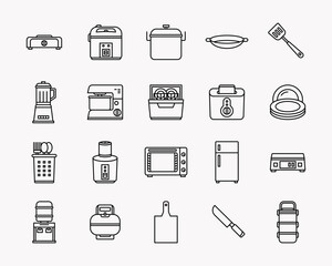 Vector design of kitchen tools icon in outline style. Perfect for element design, UI App, etc. 