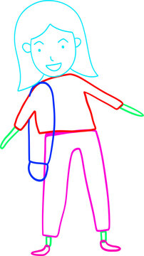Abstarct doodke hyperbolic person with a big head