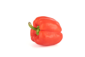 Whole ripe sweet red pepper isolated on white background.