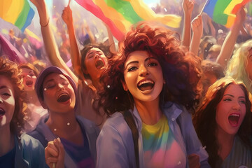 Obraz na płótnie Canvas illustration of people celebrating at the pride parade