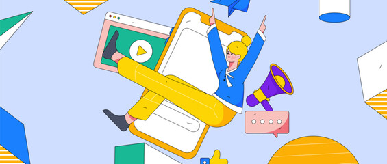 Business People Flat Vector Concept Operation Hand Drawn Illustration
