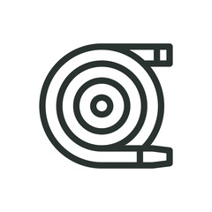 Air hose isolated icon, hank hose linear symbol, hose reel vector icon with editable stroke