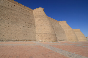 Fototapeta na wymiar The walls of the Ark fortress, Bukhara, Uzbekistan
