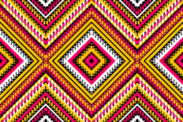 Seamless design pattern, traditional geometric pattern.black brown  yellow white pink vector illustration design, abstract fabric pattern, aztec style for textiles, wallpaper