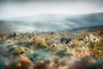 abstract landscape with blurred out of focus elements, bringing attention to the details, created with generative ai