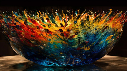 Detail of glass explosion. Generative ai.