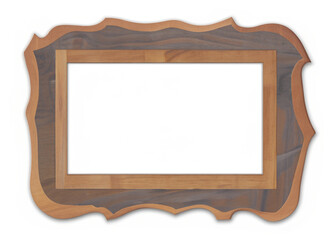 Empty photo frame from wood isolated on white background with clipping path