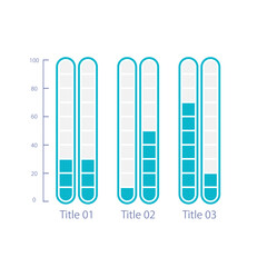 Grouped fragmented infographic chart design template. Progress compare. Three indicators. Editable infochart with vertical bar graphs. Visual data presentation. Myriad Pro-Bold, Regular fonts used