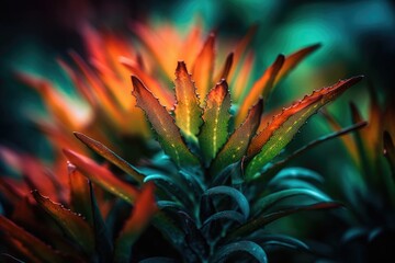abstract shot of vibrant plant life, captured in close-up, created with generative ai