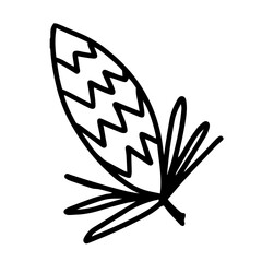 Hand drawn outline illustration of pine cone. Conifer cone in doodle style