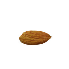 One Almond Nut Cut Out. Realistic 3D Render. Food Element.