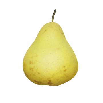 Realistic Fresh Yellow Pear. 3D Render. Cut Out. Food Element.