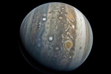 haze-filled atmosphere of jupiter, with its swirling storms and bands visible, created with generative ai