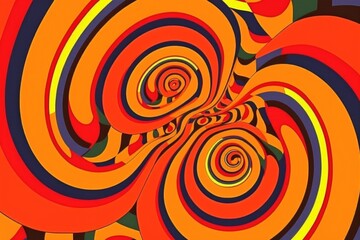 retro and vintage psychedelic poster with hypnotic spiral patterns, created with generative ai - obrazy, fototapety, plakaty