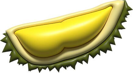 Summer tropical fruits for healthy lifestyle. Durian, whole fruit and piece. Clip art element cartoon style.