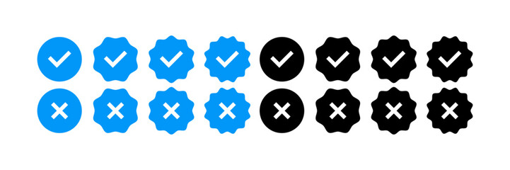 Confirmation buttons. Different styles, color, reaction buttons. Vector icons.