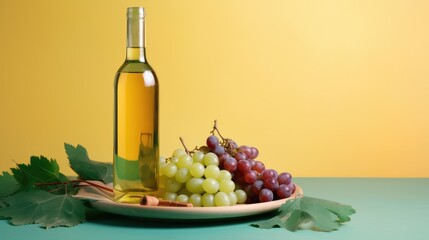 Bottle of wine with grapes near-by