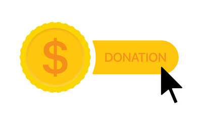 Donation. Flat, yellow, money donat. Vector illustration.