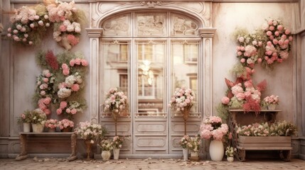 Romantic Front Store Wall Backdrop