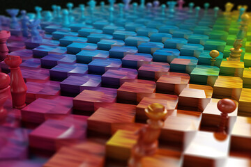 Obraz premium Art and Strategy of Chess: Unveiling the Power of Chessboards and Pieces in the Game of Kings! Immerse Yourself in the World of Chess, the Ultimate Board Game of Strategy Competition, Generative Ai