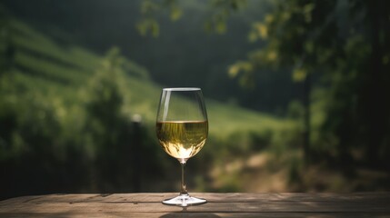 Glass of wine on the table of restaurant