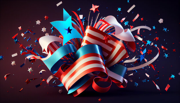 Independence day of america july 4th celebration. American flag for Memorial Day, white graves, 4th of July, Labour Day. Ai generated image