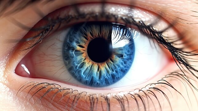 A human blue eye realistic beautiful. Eye. Generative Ai
