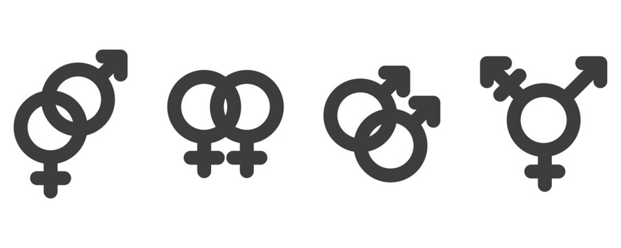 Outlines icons of gender symbols