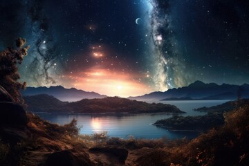 Fototapeta na wymiar shot of a beautiful planet and the universe, created with generative ai