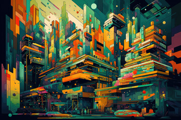 Urban Kaleidoscope: Exploding Colors in Retrofuturistic Graffiti. Generative AI