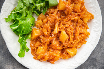cabbage stewed vegetable meal food snack on the table copy space food background rustic top view